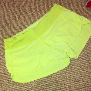 Lululemon neon green speed shorts 6